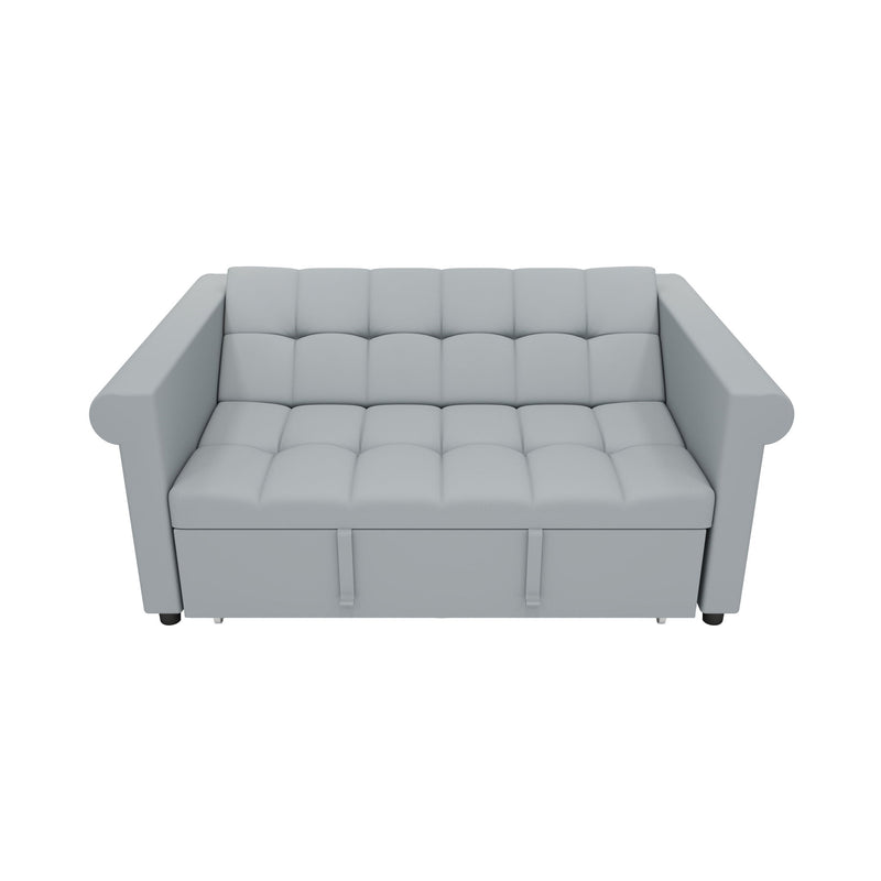 Compact Loveseat With Trundle Sleeper And Storage Pocket - Gray