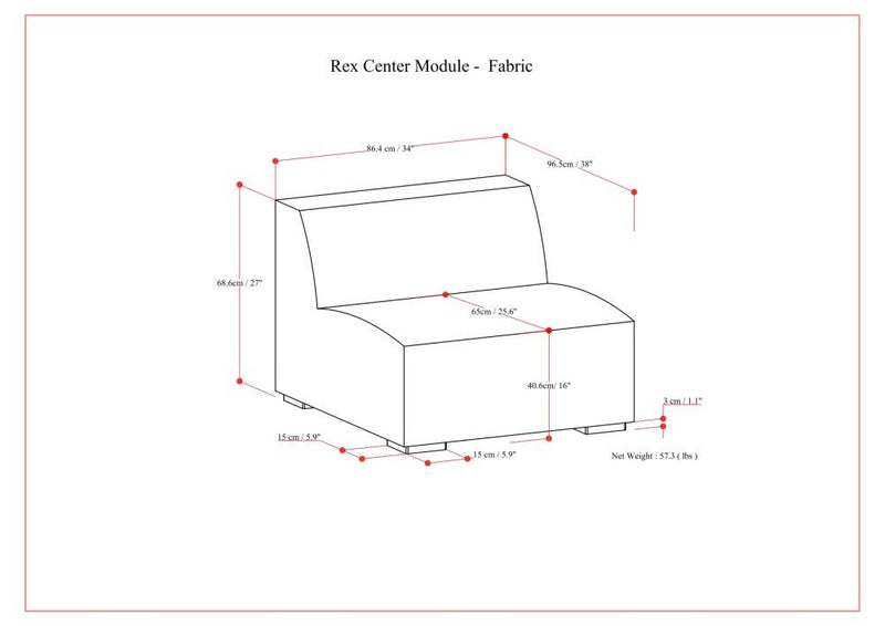 Rex - Center Sofa Module - Gray