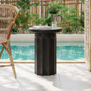 Outdoor Lightweight Concrete BMarble Effect Side Table, Living Room End Table - Black / Marble
