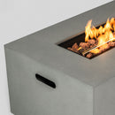 42" Propane Gas Fire Pit Table, 50000 Btu Rectangular Steel Fire Pit With Glass Wind Guard For Outside Patio Deck Garden Courtyard - Gray