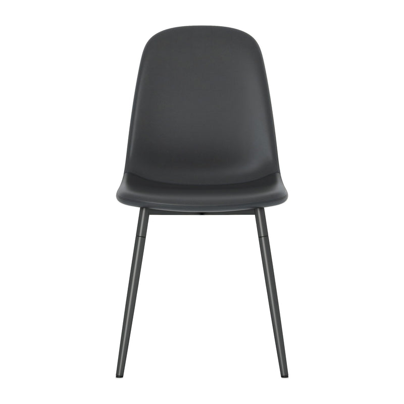 Modern Medieval Style Cushioned Side Chairs Set With Black Metal Legs For Kitchens
