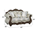 Pierce - Loveseat With 3 Pillows - Beige Fabric & Cherry