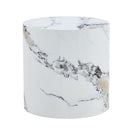 Elegant Cylindrical Table With Patterned Design For Versatile Use - White