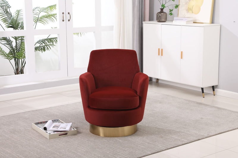 Swivel Barrel Chair, Swivel Accent Chairs Armchair For Living Room, Reading Chairs For Bedroom Comfy, Round Barrel Chairs With Gold Stainless Steel Base