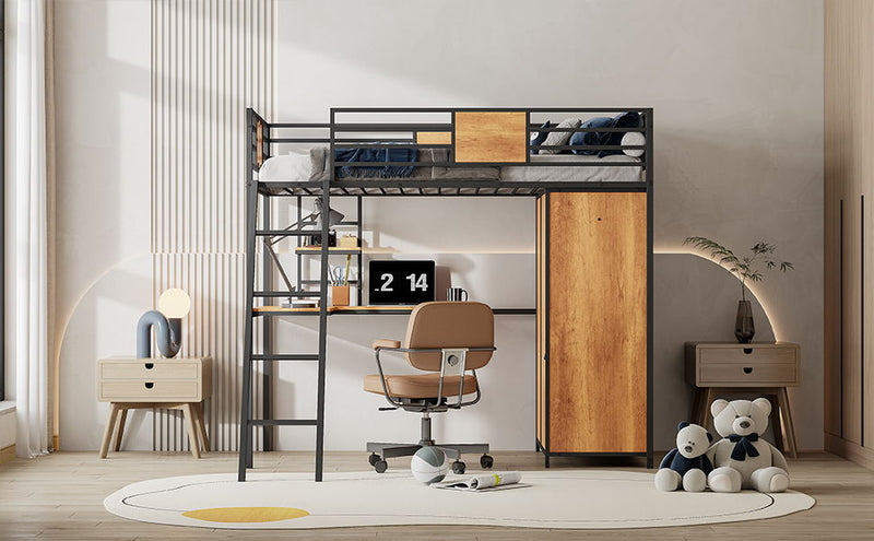 Loft Bed With L Shape Desk And Wardrobe