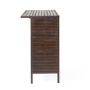 Bar Table With Slat Panel Design - Dark Brown