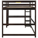 Full Loft Bed with Desk and Shelves,Espresso