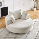 Single Swivel Chair, Fluffy Modern Sleeper, 360 Degree Swivel Chair For Living Room - Beige