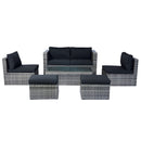 6 Piece Patio Wicker Sectional Set Patio Backyard Conversation Set Space Saving - Gray / Black