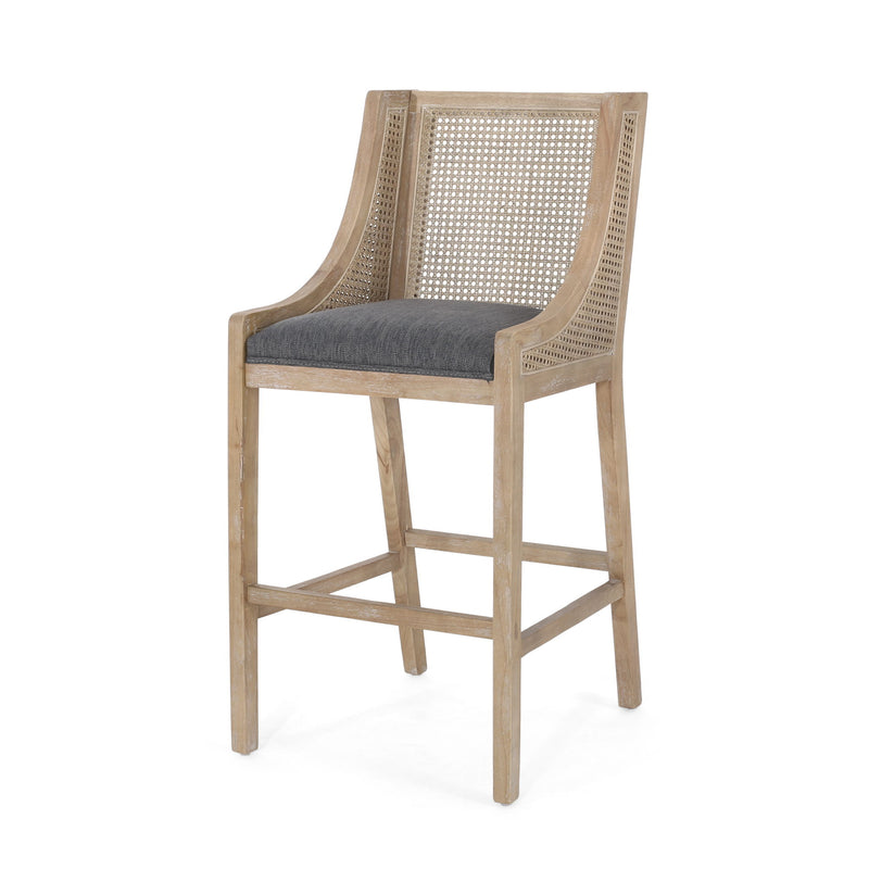 Celestiality - Upholstered Barstool With Cane Webbing Backrest (Set of 2)