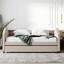 Full size Upholstered Daybed with Twin Size Trundle, Wood Slat Support, Beige(OLD SKU :LP000118AAA)