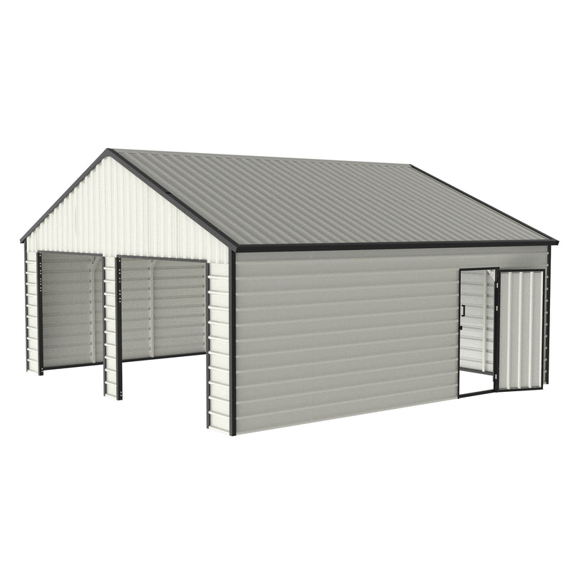 Double Garage Metal Shed With Side Entry Door