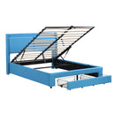 Queen Size Storage Upholstered Hydraulic Platform Bed with 2 Drawers, Blue