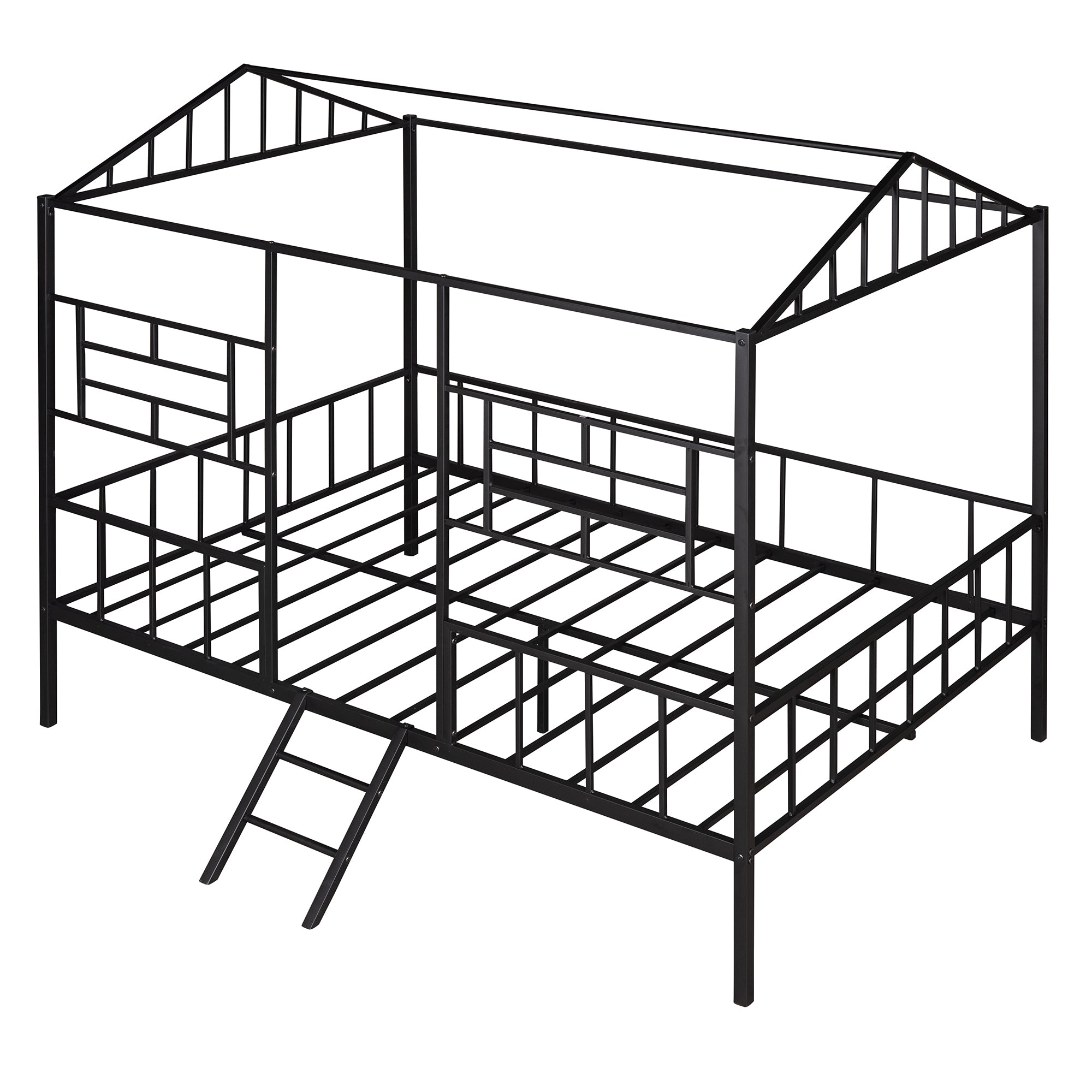 Metal House Bed Frame Full Size with Slatted Support No Box Spring Needed Black - Atlantic Fine Furniture Melbourne FL