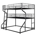 Industrial Triple Bunk Bed With Dual Ladders Frame, Space Saving Design