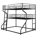 Industrial Triple Bunk Bed With Dual Ladders Frame, Space Saving Design