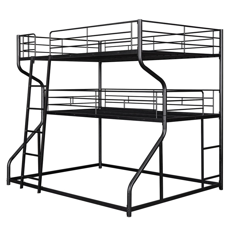 Industrial Triple Bunk Bed With Dual Ladders Frame, Space Saving Design