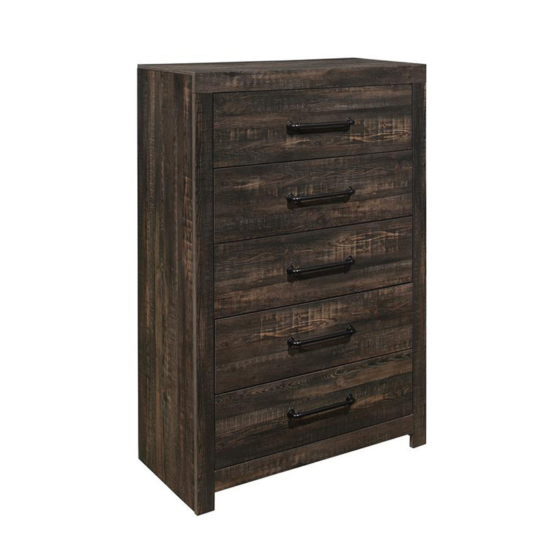 Monica - Queen Bed With Dark And Slat Headboard - Dark Oak