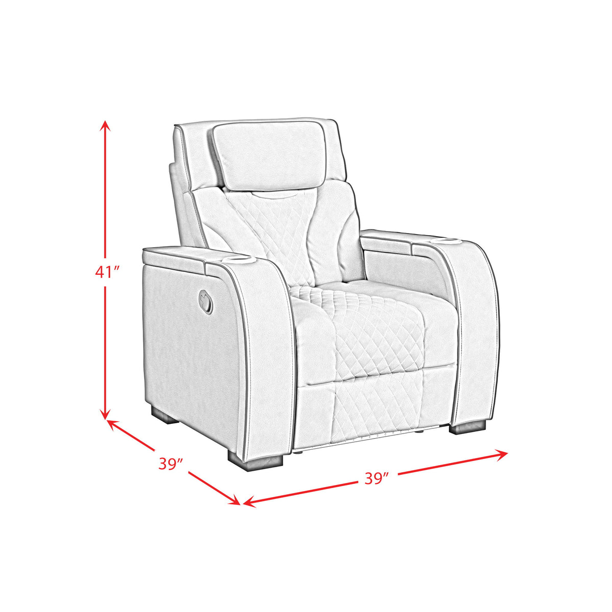 Blitz Motion Recliner With LED in Dark Gray by Elements International, view 17