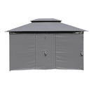 13 0 Ft Outdoor Patio Gazebo Canopy Tent With Ventilated Double Roof And Side Wall (Detachable Curtain Included On All Sides) Suitable For Lawn Garden Backyard And Deck - Gray