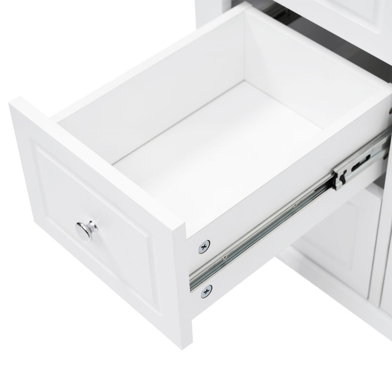 Bathroom Vanity Cabinet Only, 6 Soft Close Drawers & Double Doors With 2 Tier Shelves - White