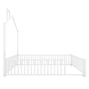 Metal House Platform Bed With Guardrail And Chimney