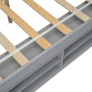Full House Bed with Roof Frame, Bedside-shelves, Under Bed Storage Unit,Grey