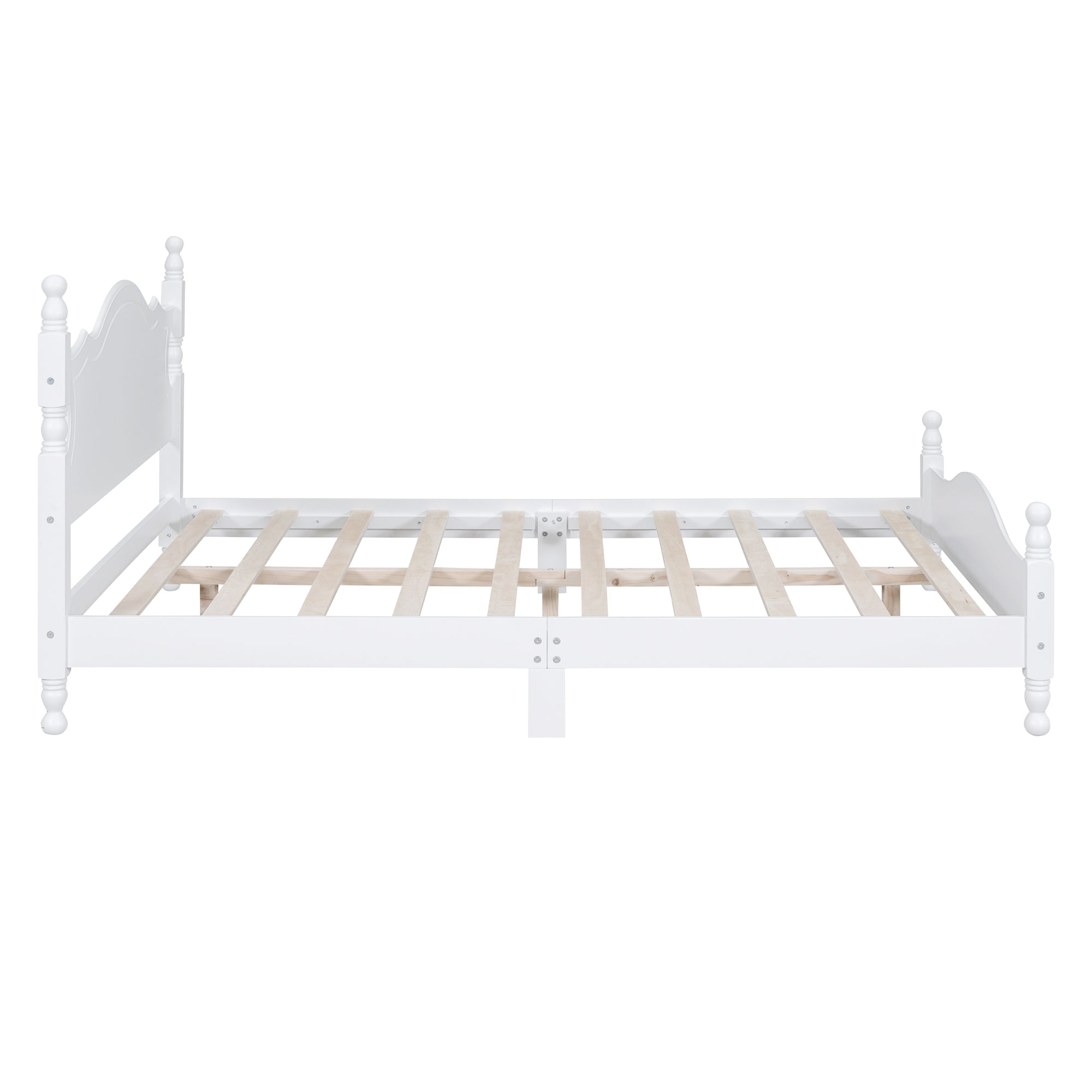 Queen Size Wood Platform Bed Frame,Retro Style Platform Bed with Wooden Slat Support,White - Atlantic Fine Furniture Melbourne FL