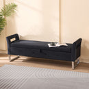 Wide Storage Soft Ottoman Bench With Armrests