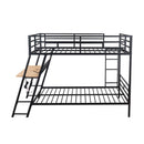 Full Size Bunk Bed With Built In Desk, Light, And 2 Drawers - Black
