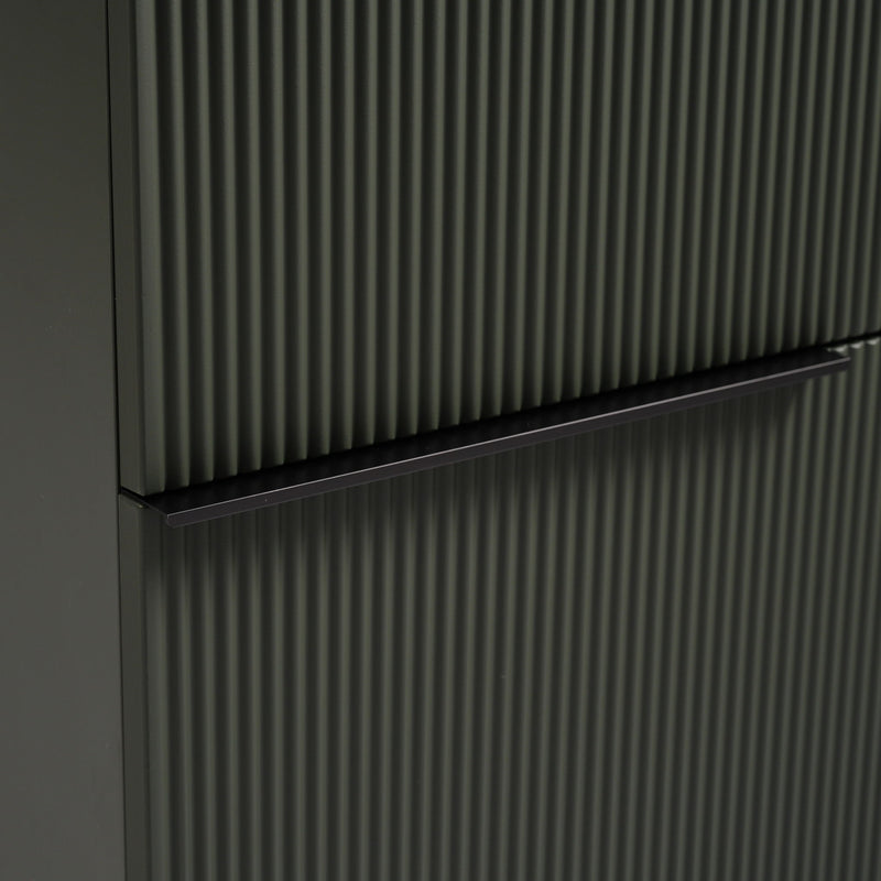 Fluted Bathroom Vanity With Ceramic Sink, Soft Close Slides