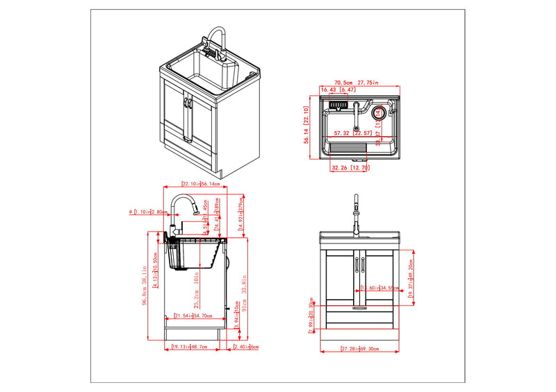 Maile - Laundry Cabinet With Pull-Out Faucet And Abs Sink - Pure White