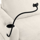 Corduroy Sleeper Sofa Loveseat Sofa With Full Size Mattress, 2 USB Ports, 2 Cup Holders, 2 Side Pockets And Phone Holder