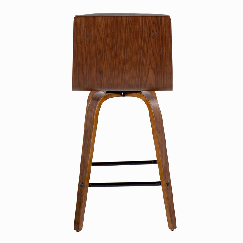 Vasari - Mid Century Modern Fixed Height Counter Stool, Swivel With Square Footrest (Set of 2)