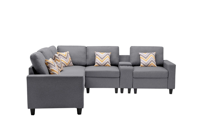 Nolan - Fabric 6 Piece Sectional Sofa With Pillows And Interchangeable Legs