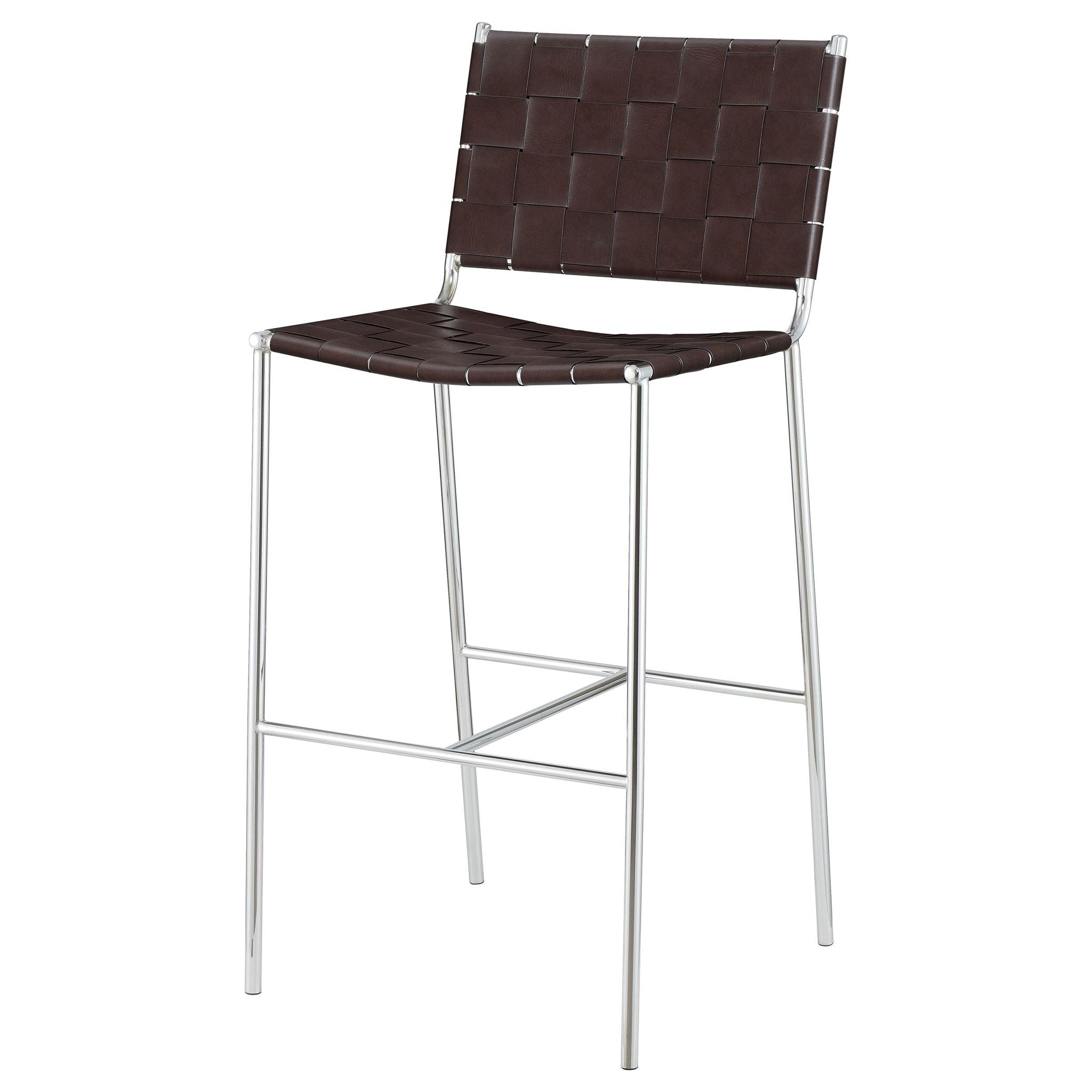 Adelaide Upholstered Pub Height Bar Stool Brown and Chrome - Atlantic Fine Furniture Melbourne FL