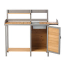 Outdoor Potting - Bench, Workstation Table With Cabinet For Backyard Garden Supplies - Brown / Gray
