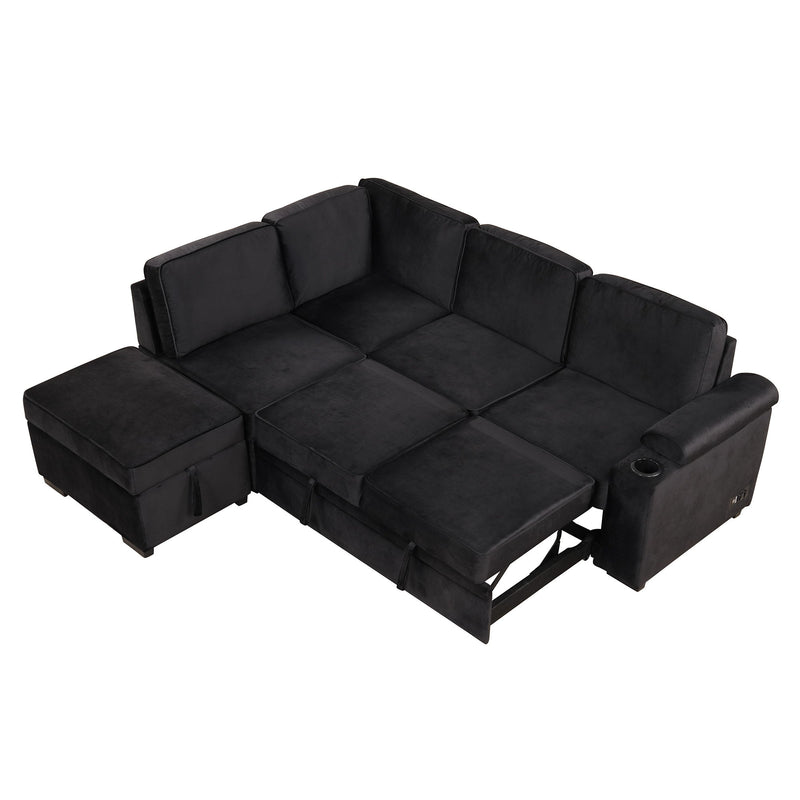 Sleeper Sofa Bed, 2 In 1 Pull Out Sofa Bed L Shape Couch With Storage Ottoman For Living Room, Bedroom Couch And Small Apartment