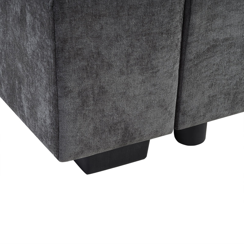 Modern L Shaped Sectional Sofa With Chenille Upholstery And Wooden Storage