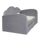 Upholstered Daybed With Cloud-Shaped Backrest, Trundle & 2 Drawers And USB Ports