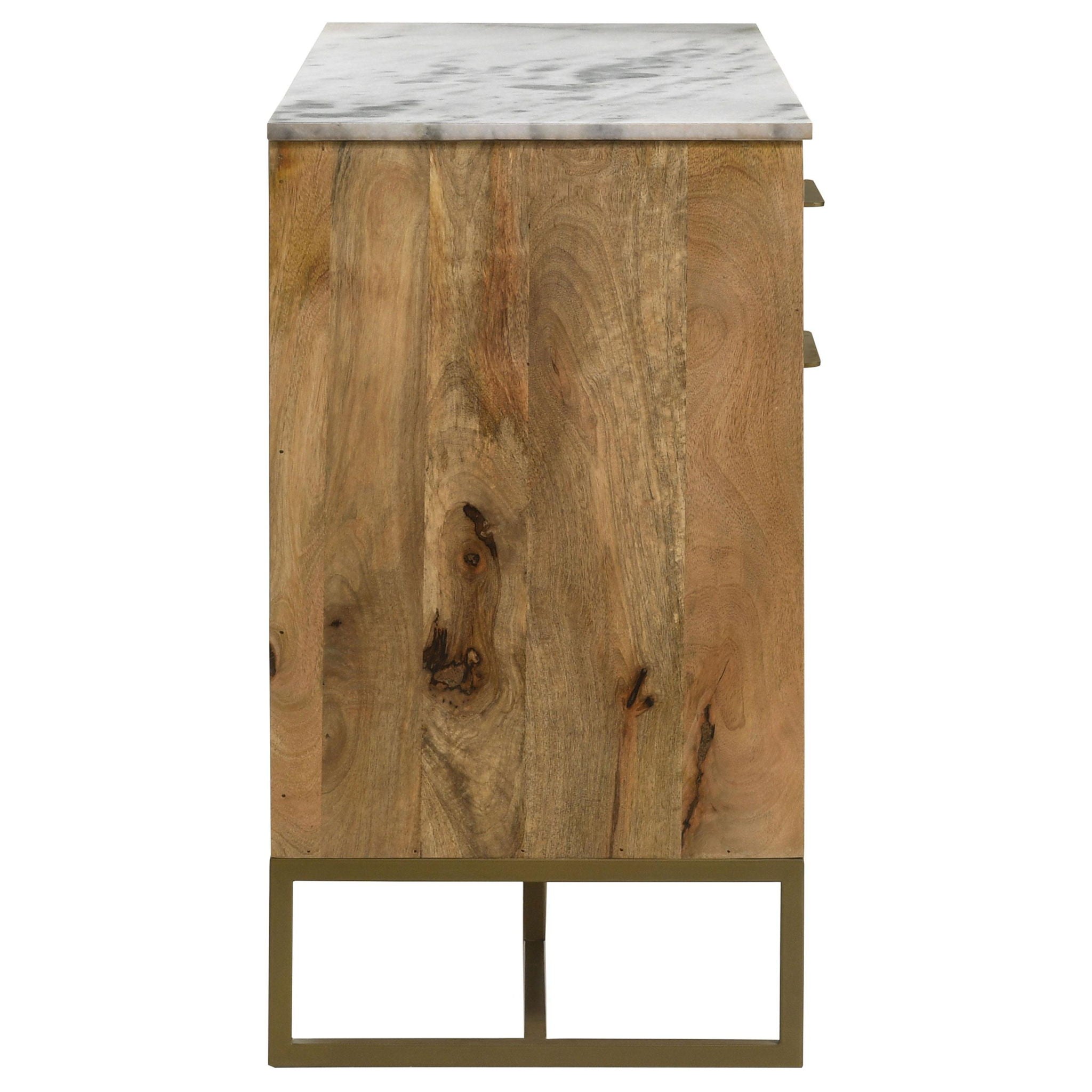 Keaton 3-door Marble Top Herringbone Accent Cabinet Natural - Atlantic Fine Furniture Melbourne FL