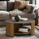 Keegan - Round Coffee Table With Shelf - Oak