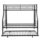 Twin Over Full Modern Metal Bunk Bed With Trundle - Black