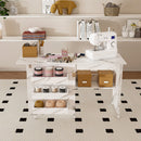 4 In 1 Folding Sewing Table With Lockable Wheels, Multi Functional Craft Station - White