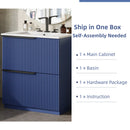 Fluted Bathroom Vanity With Ceramic Sink, Freestanding Cabinet