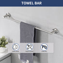 Bathroom Set 4 Pack With Towel Bar Racks, Toilet Paper Holder, Ring, Hook, Stainless Steel - Brushed Nickel
