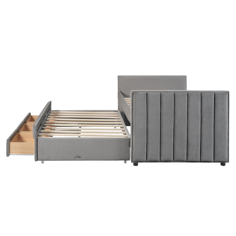 Upholstered Daybed With Trundle And Drawers