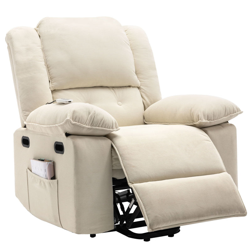 Massage Recliner, Power Lift Chair For Elderly With Adjustable Massage And Heating Function, Recliner Chair With Infinite Position And Side Pocket For Living Room