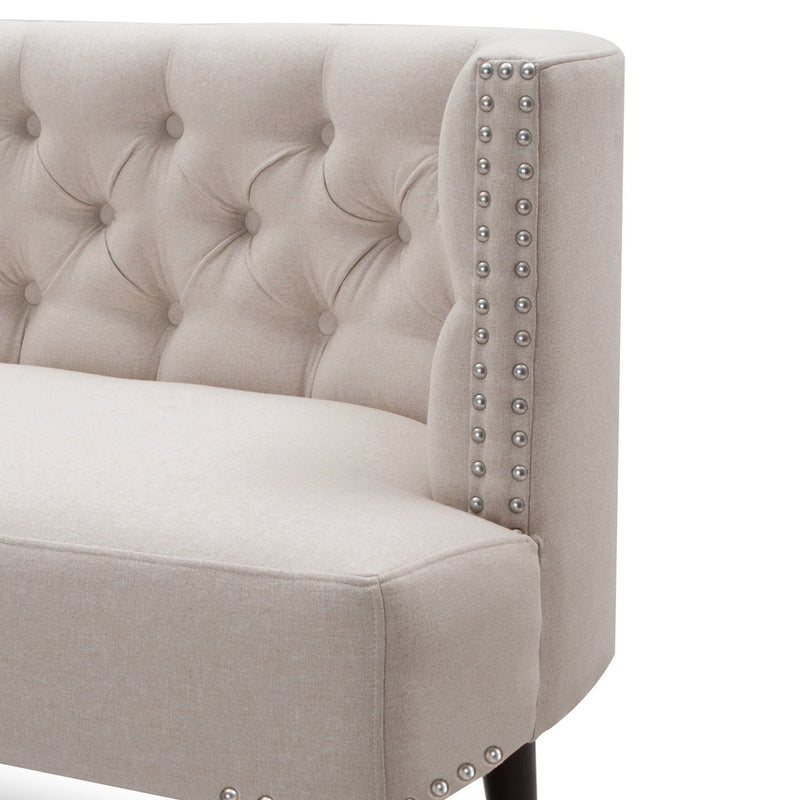 Celine - Tufted Settee Nailhead Accents - Sky Neutral Beige