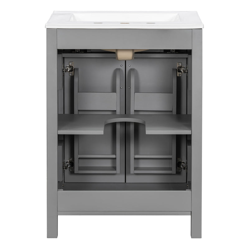 Bathroom Vanity Combo With Sink, Space Saving Design - Gray